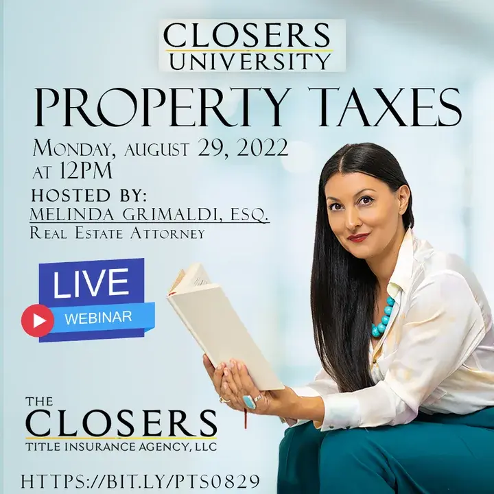 Real Closers University co-branded social post (Property Taxes webinar) — example of our design style