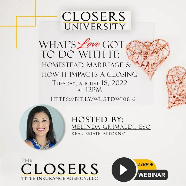 Real Closers University co-branded social post (Homestead & Marriage) — example of our design style